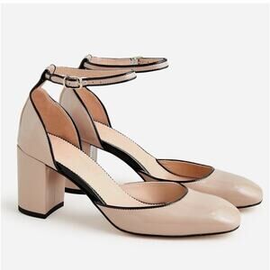 J.Crew Maisie Ankle strap Block Heels Patent Leather Desert Taupe/Black Size 8